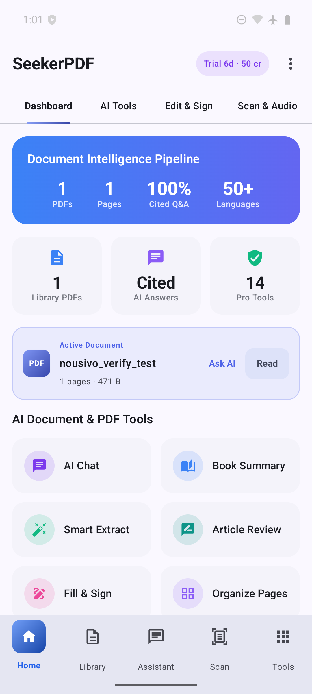 Signature Dashboard — Document Intelligence Pipeline, Sweller Readability & 2-Column Tool Grid